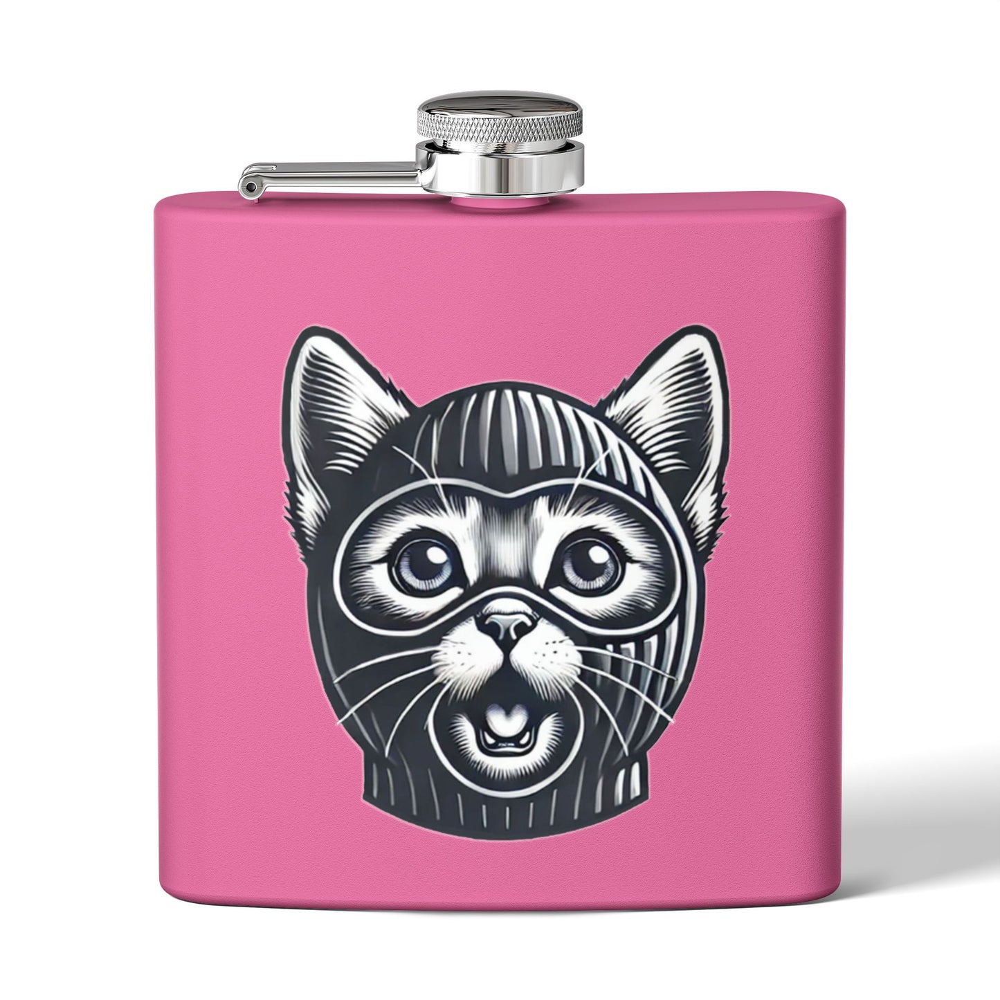 Skitten Funny Cat Mask Flask - 6oz Stainless Steel Hip Flask for Pet Lovers