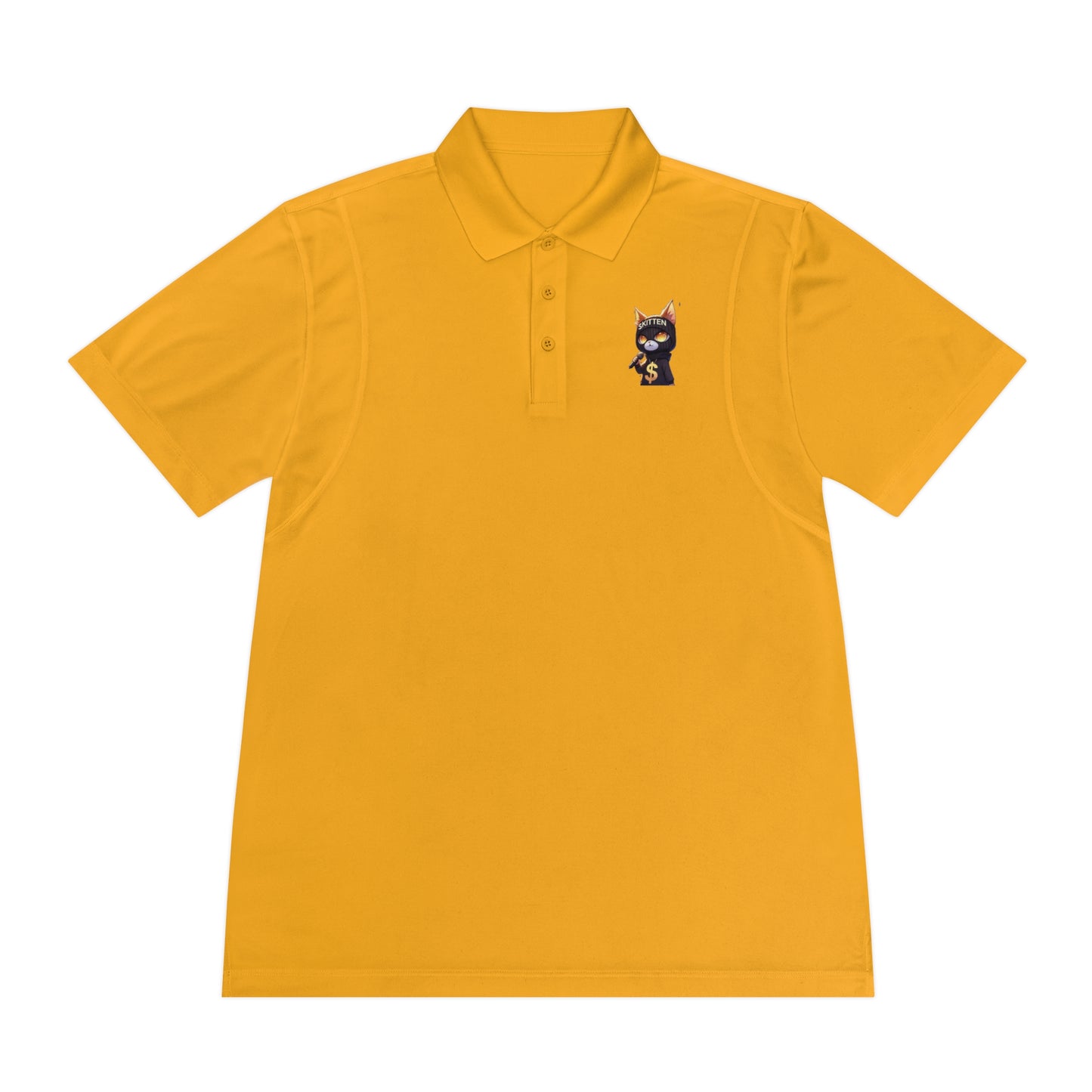 Skitten Men's Sport Polo Shirt with Fun Cat Design - Casual Athletic Wear