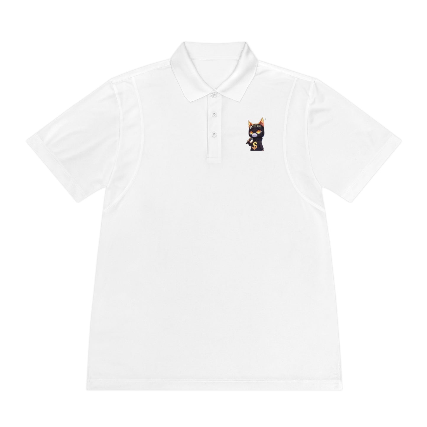Skitten Men's Sport Polo Shirt with Fun Cat Design - Casual Athletic Wear