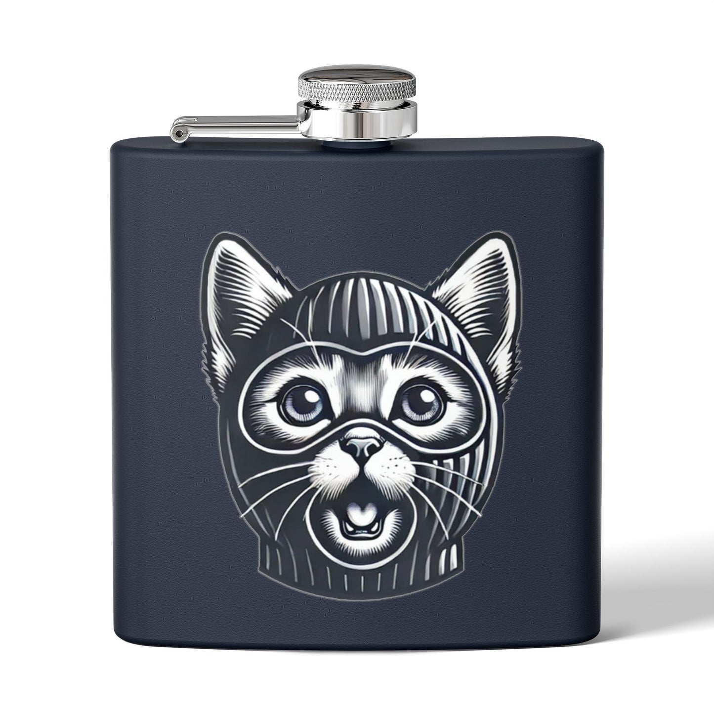 Skitten Funny Cat Mask Flask - 6oz Stainless Steel Hip Flask for Pet Lovers