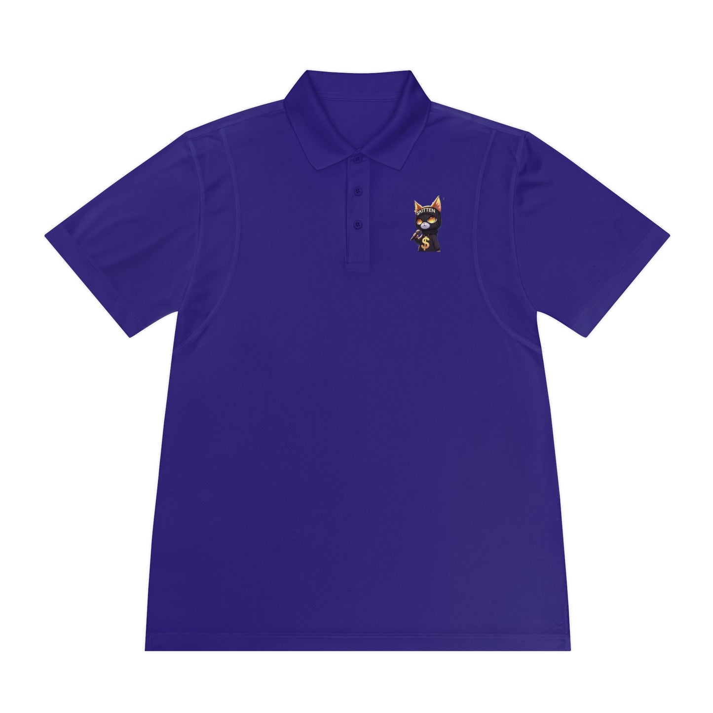 Skitten Men's Sport Polo Shirt with Fun Cat Design - Casual Athletic Wear