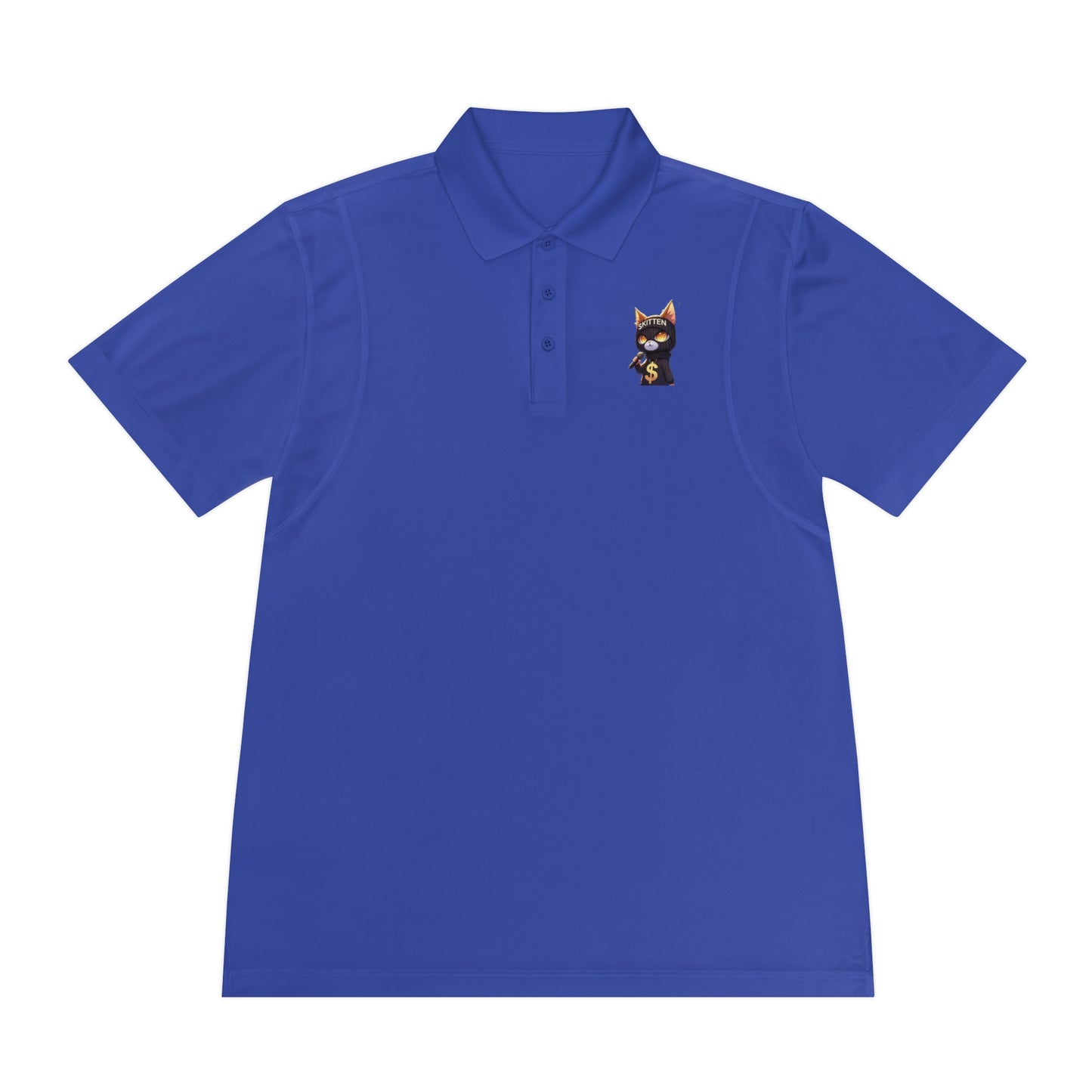 Skitten Men's Sport Polo Shirt with Fun Cat Design - Casual Athletic Wear