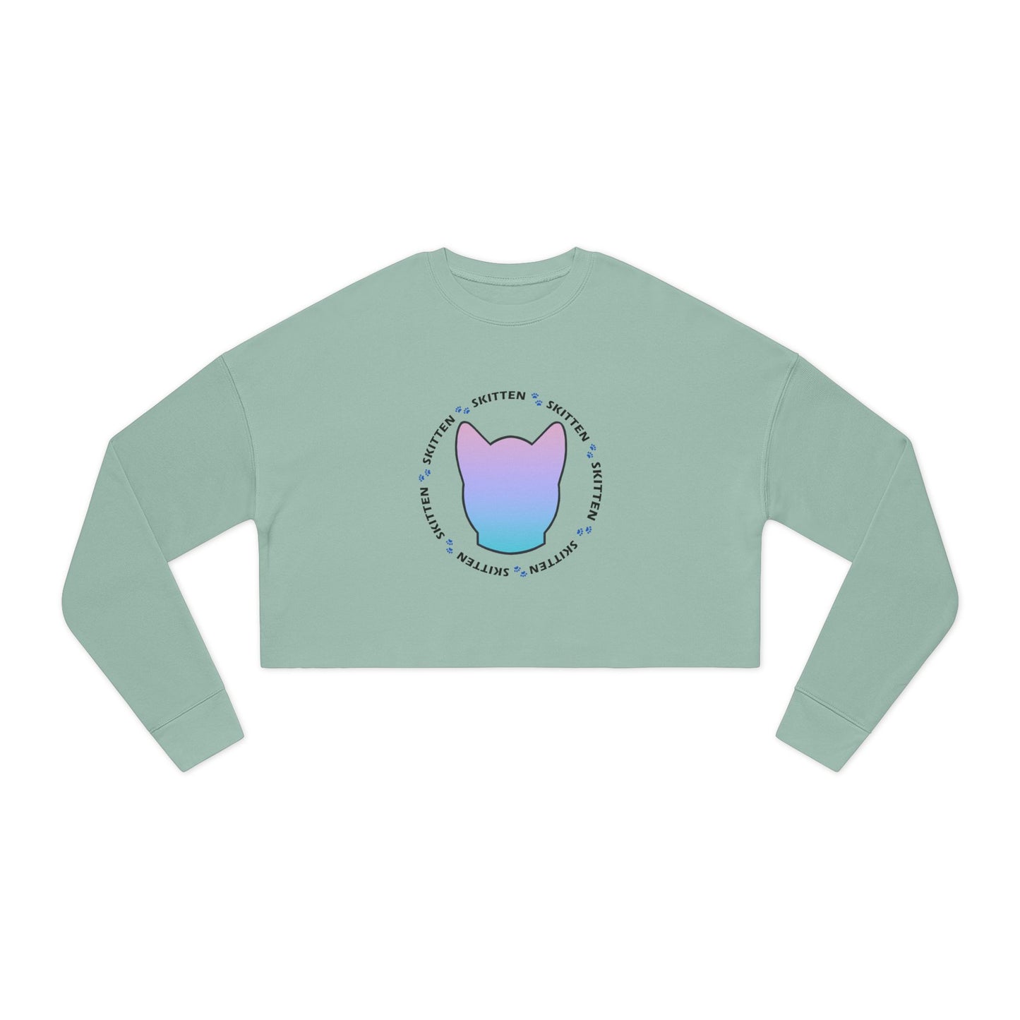 Skitten Themed Women's Cropped Sweatshirt - Perfect for Casual Wear