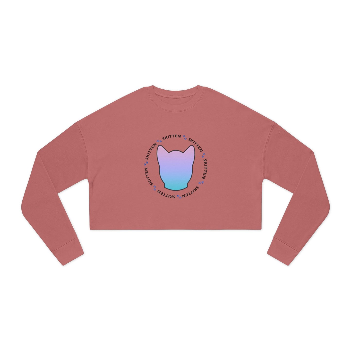 Skitten Themed Women's Cropped Sweatshirt - Perfect for Casual Wear