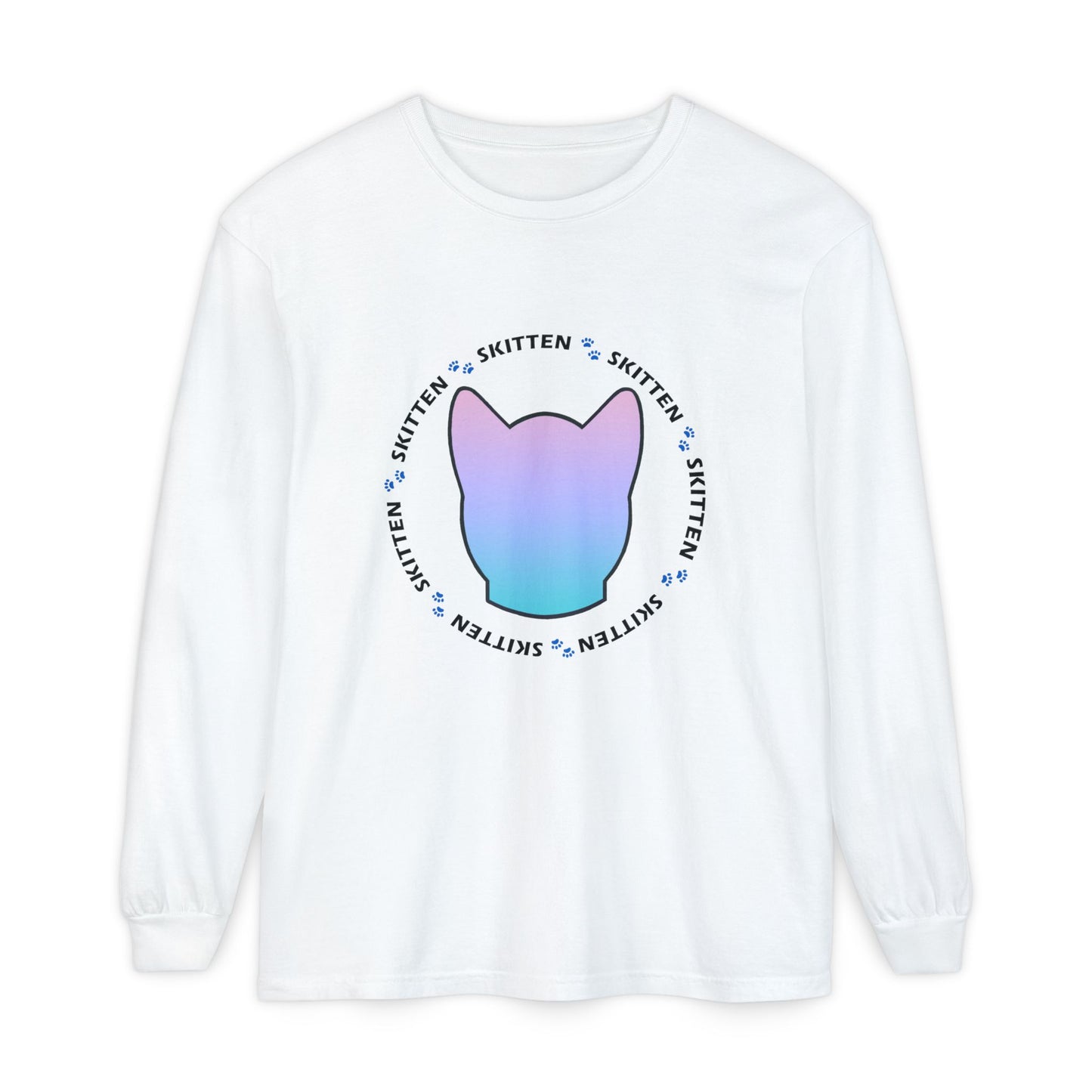 Skitten Long Sleeve T-Shirt – Pastel Cat Design for Pet Lovers