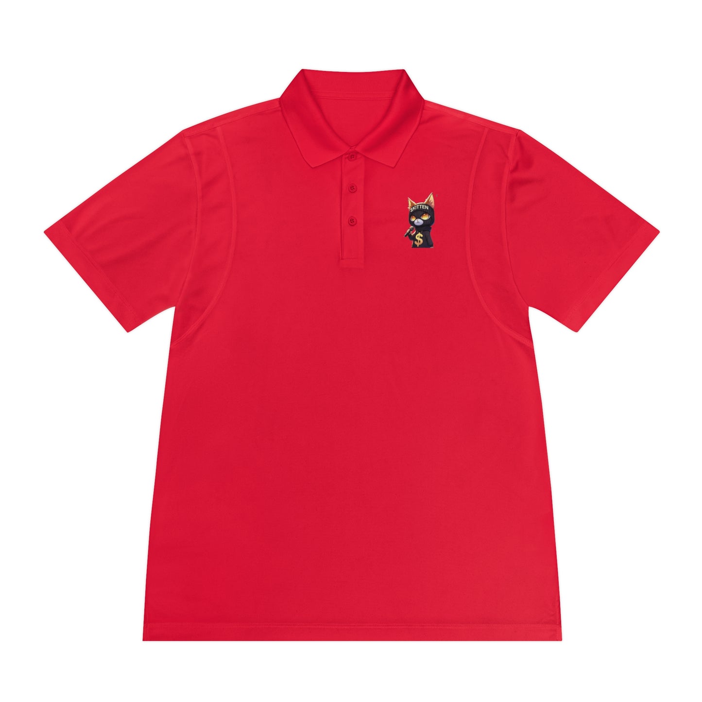 Skitten Men's Sport Polo Shirt with Fun Cat Design - Casual Athletic Wear