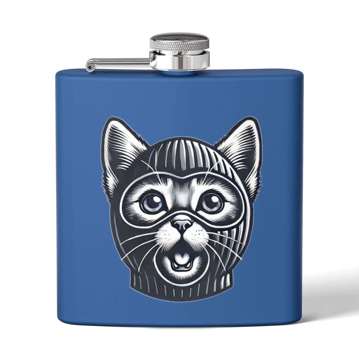 Skitten Funny Cat Mask Flask - 6oz Stainless Steel Hip Flask for Pet Lovers
