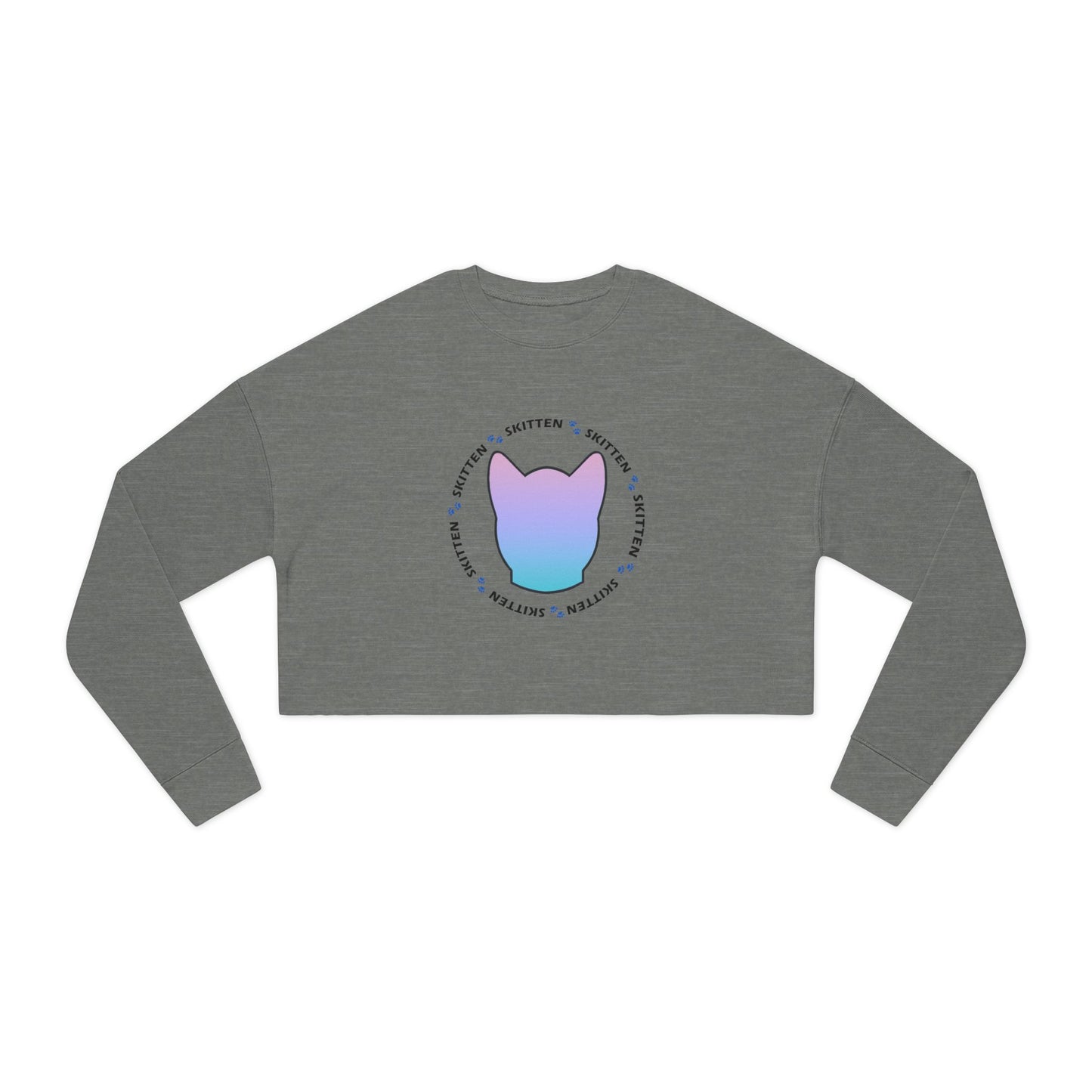 Skitten Themed Women's Cropped Sweatshirt - Perfect for Casual Wear