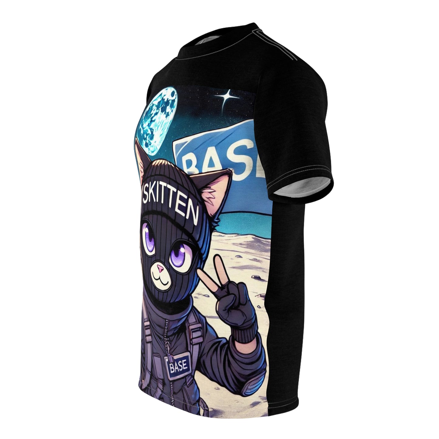 Moon Selfie Skitten Graphic Tee - Creator Design | Unisex Cut & Sew T-Shirt