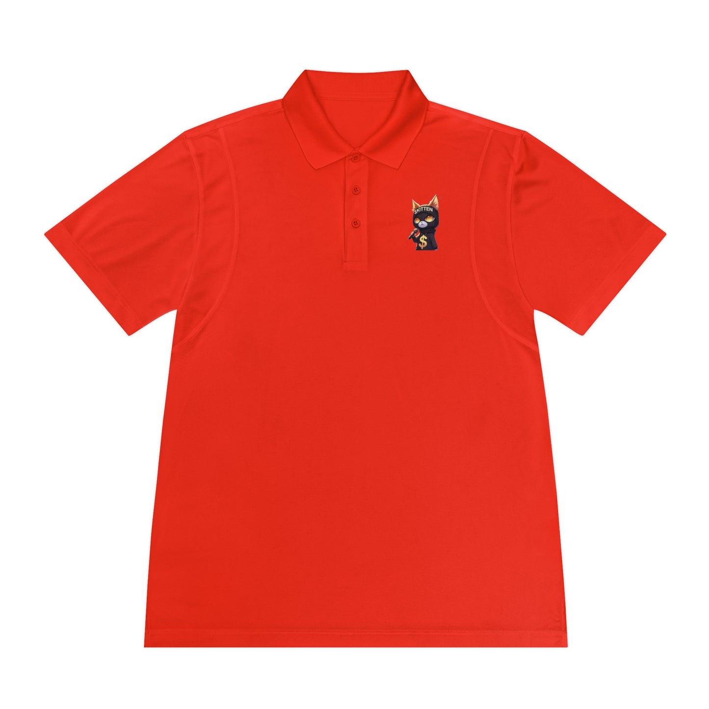 Skitten Men's Sport Polo Shirt with Fun Cat Design - Casual Athletic Wear