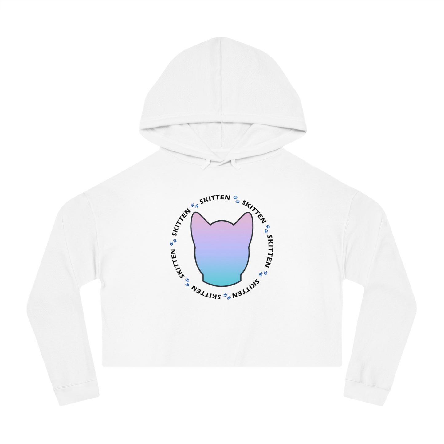 Women’s Cropped Hooded Sweatshirt - Adorable Skitten Design
