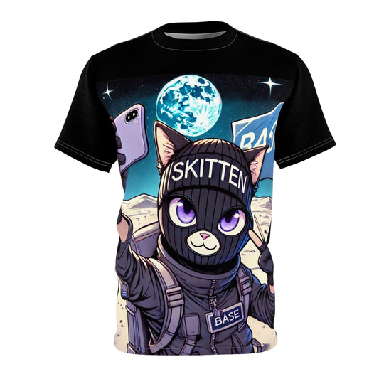 Moon Selfie Skitten Graphic Tee - Creator Design | Unisex Cut & Sew T-Shirt