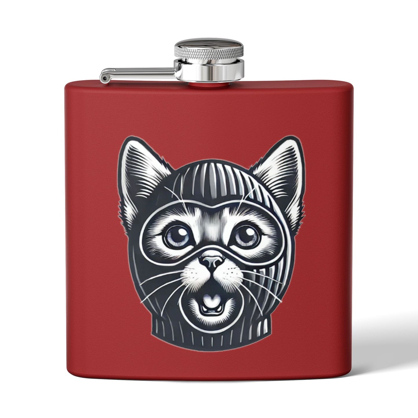 Skitten Funny Cat Mask Flask - 6oz Stainless Steel Hip Flask for Pet Lovers