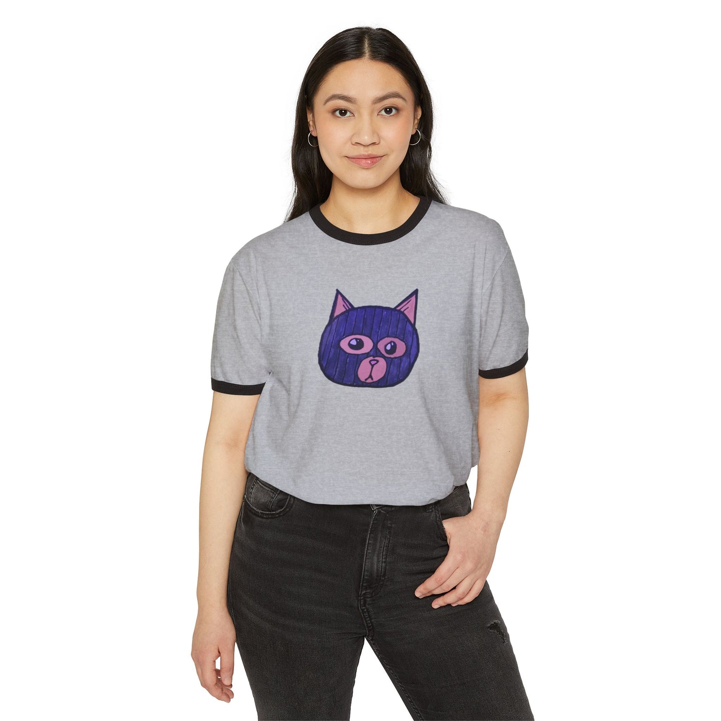 Kid Skitten, Unisex Cotton Ringer T-Shirt - Creator Design - Casual Style for Cat Lovers