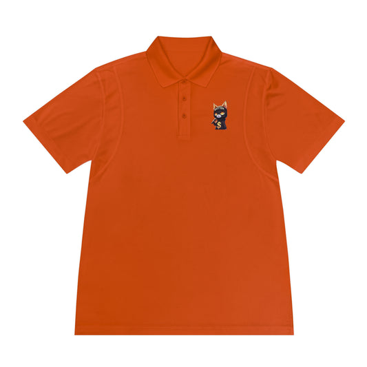 Skitten Men's Sport Polo Shirt with Fun Cat Design - Casual Athletic Wear