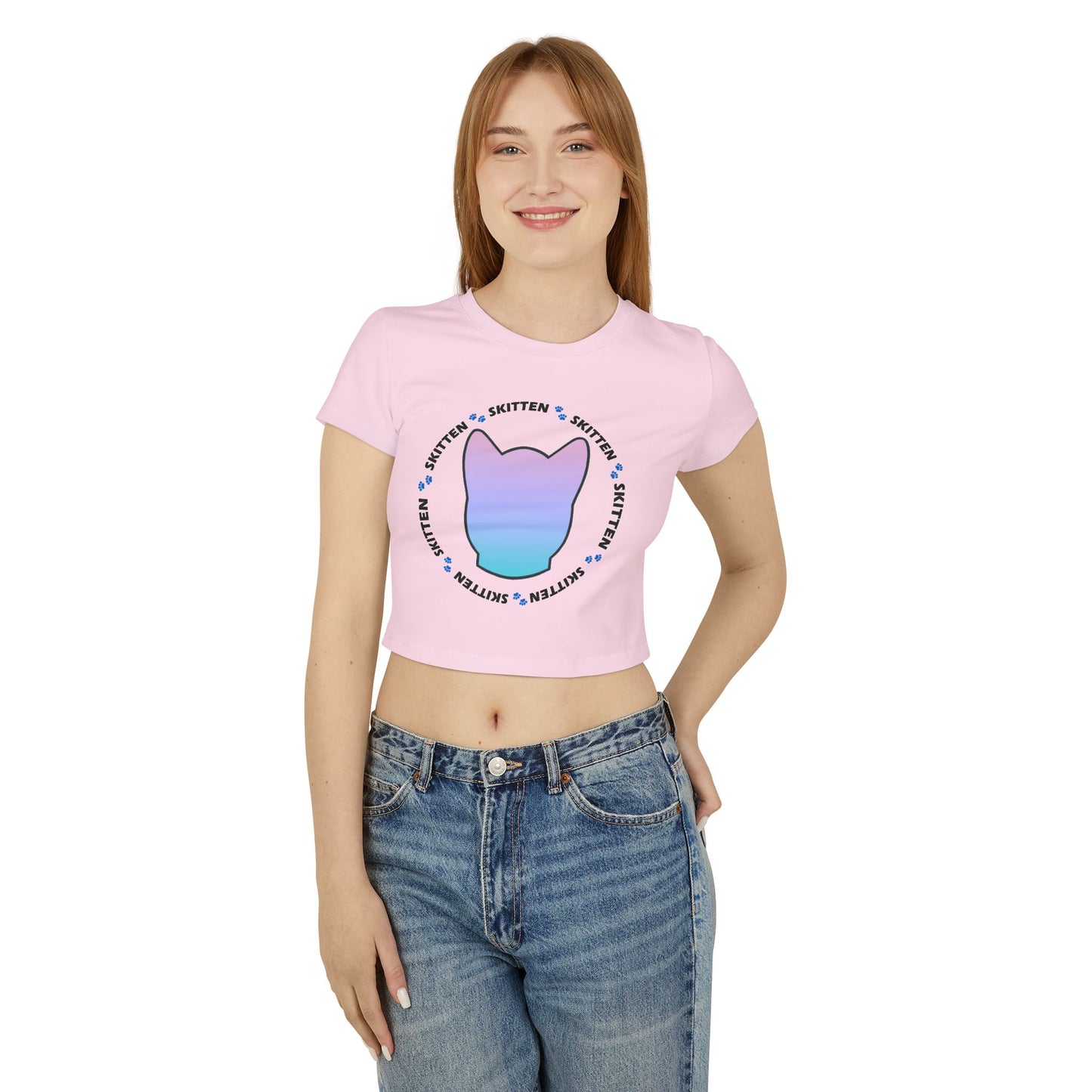 Skitten Pastel Skitten Women's Baby Tee - Trendy Cat Lover Top