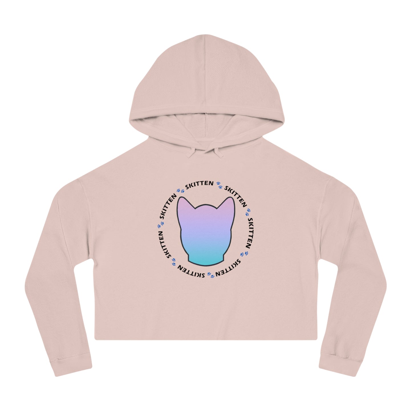 Women’s Cropped Hooded Sweatshirt - Adorable Skitten Design