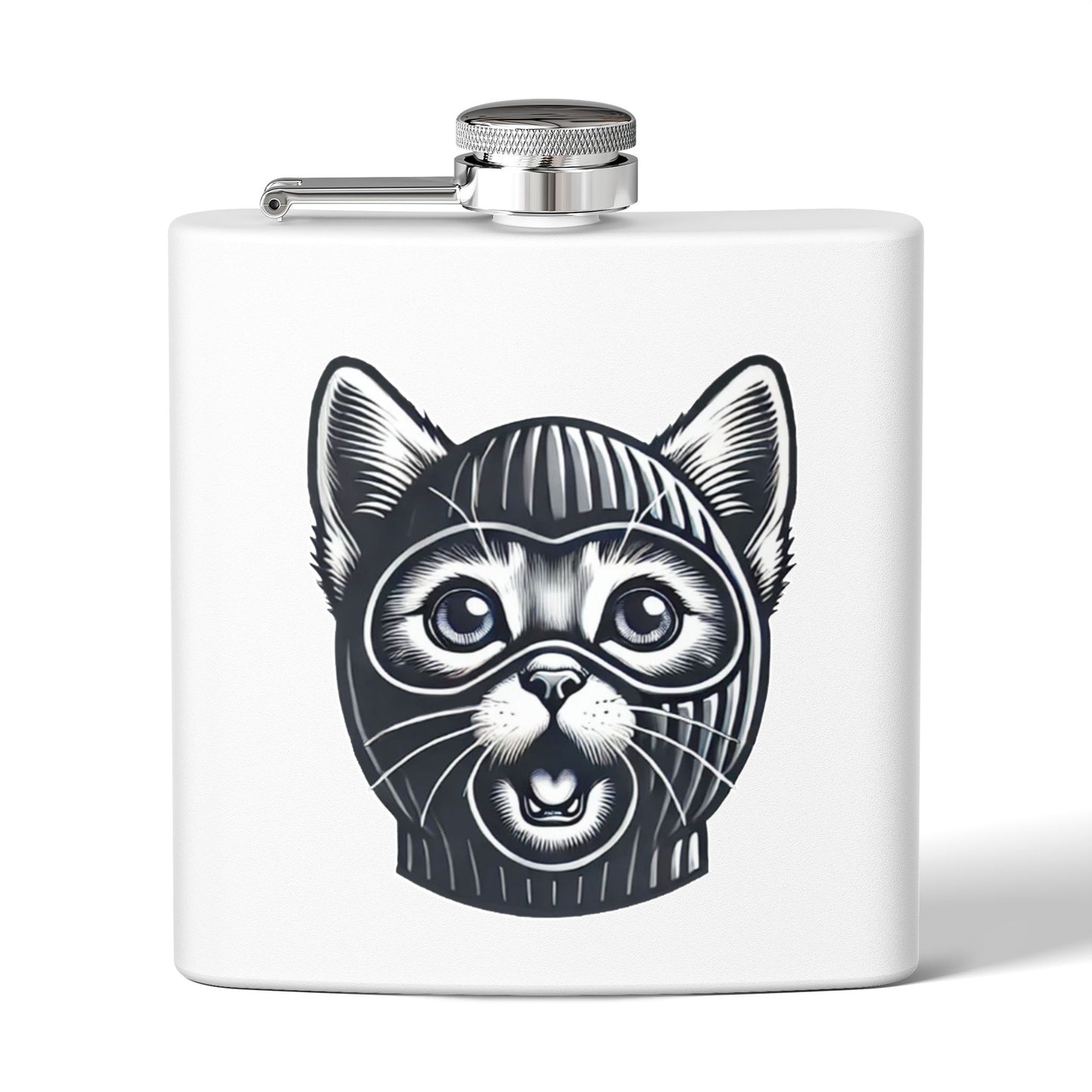 Skitten Funny Cat Mask Flask - 6oz Stainless Steel Hip Flask for Pet Lovers