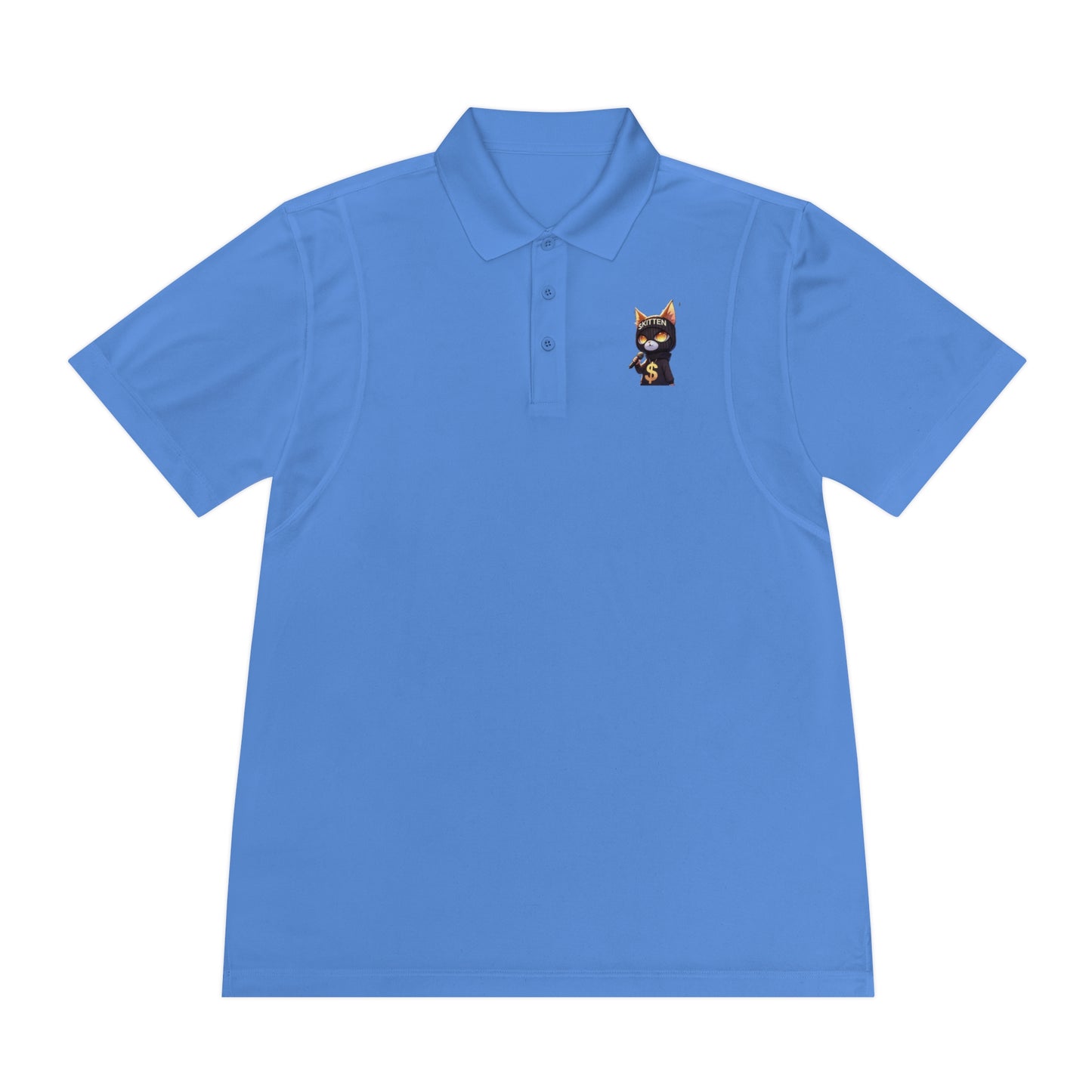 Skitten Men's Sport Polo Shirt with Fun Cat Design - Casual Athletic Wear