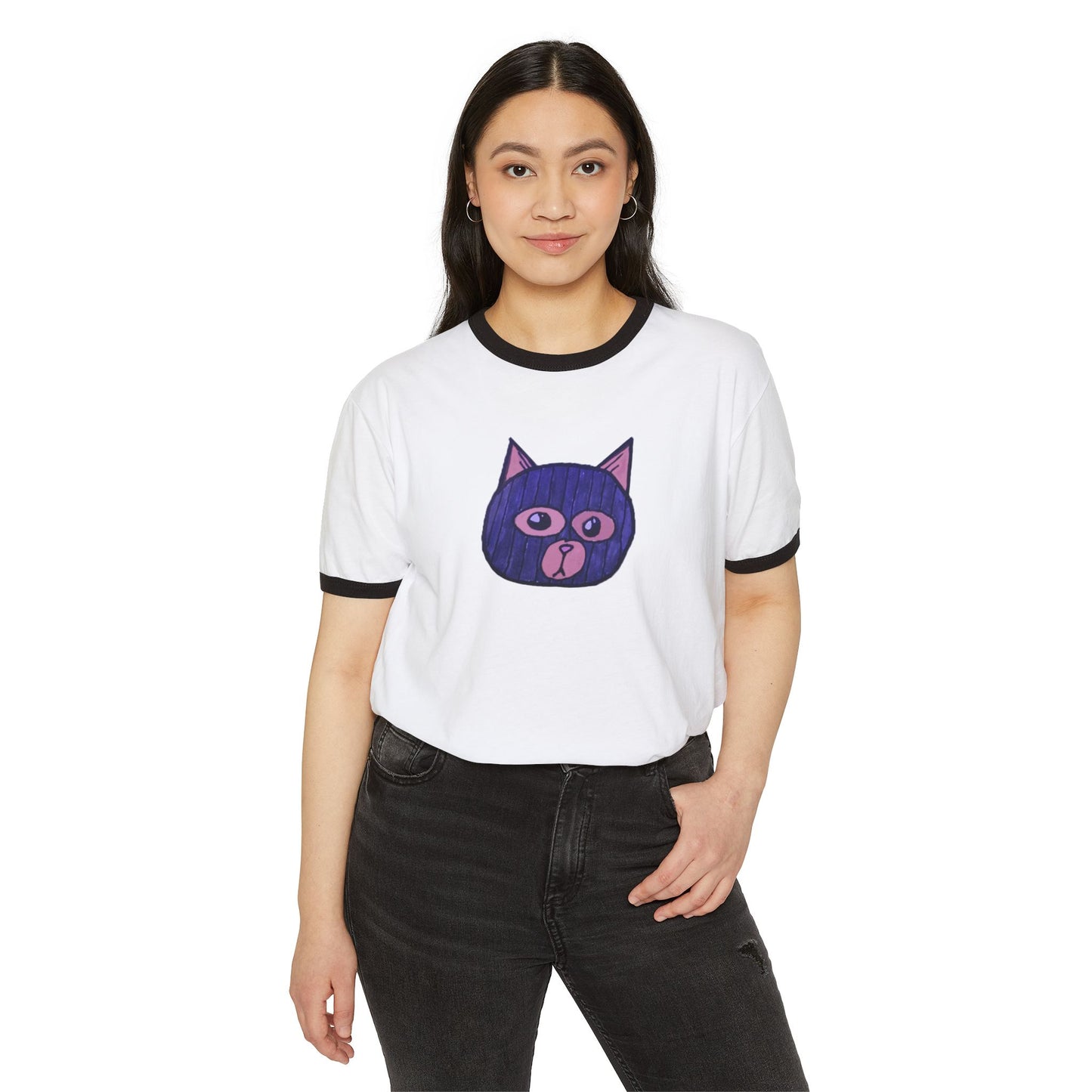 Kid Skitten, Unisex Cotton Ringer T-Shirt - Creator Design - Casual Style for Cat Lovers