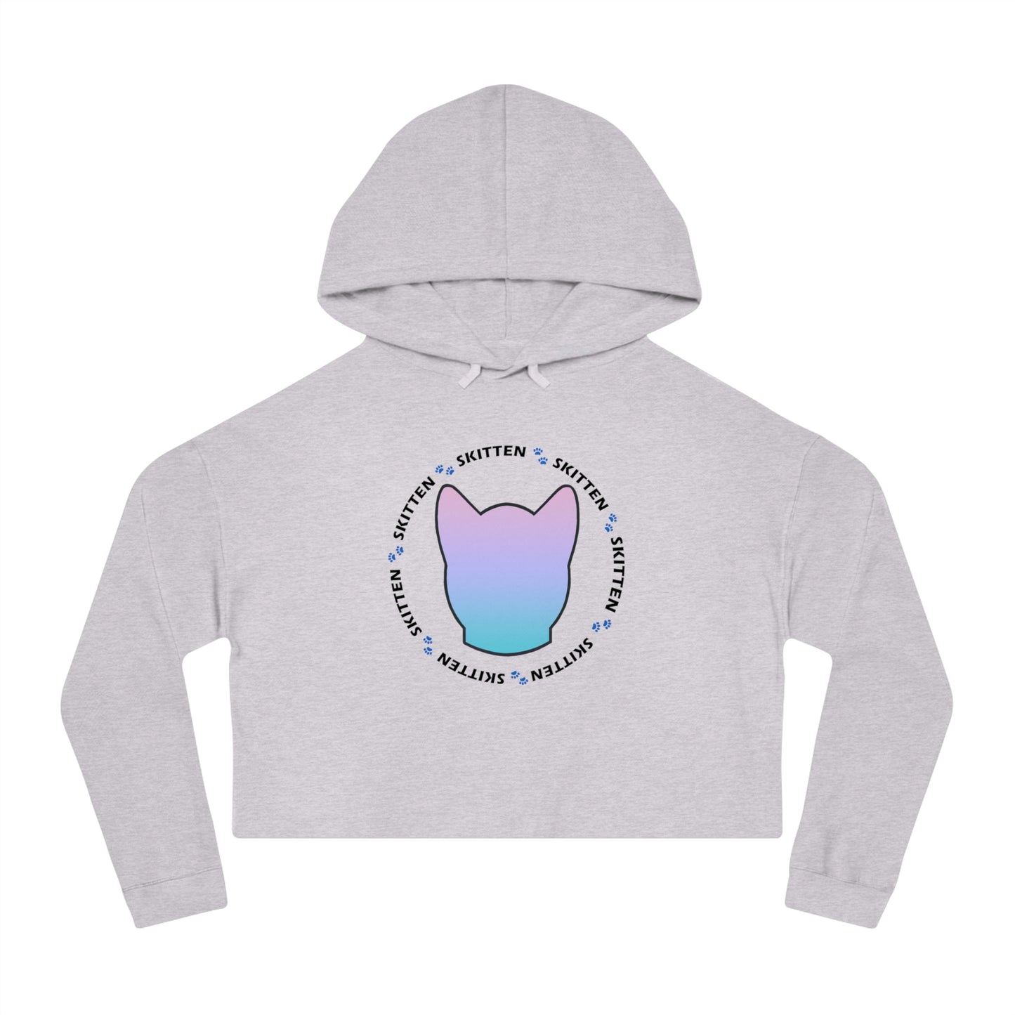 Women’s Cropped Hooded Sweatshirt - Adorable Skitten Design