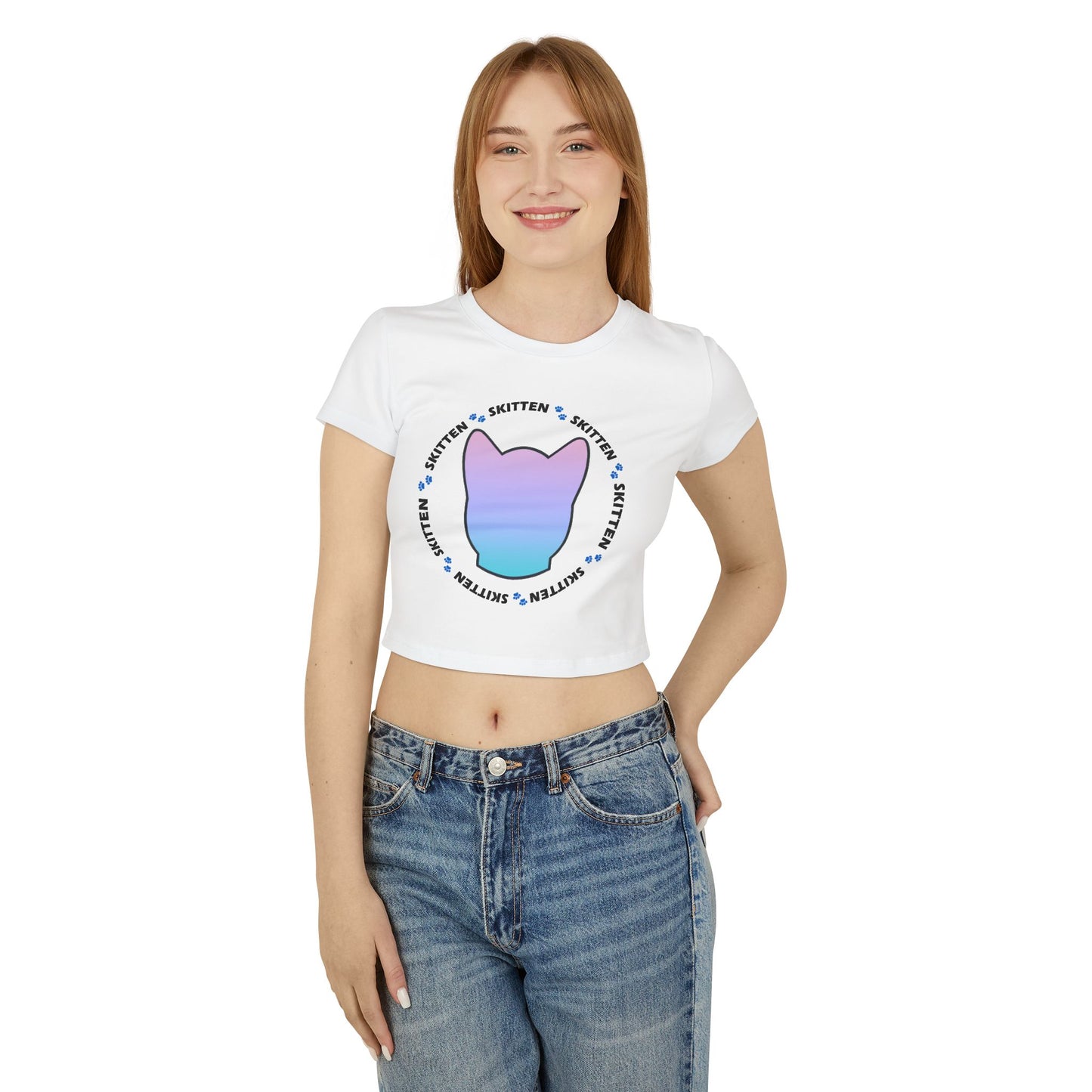 Skitten Pastel Skitten Women's Baby Tee - Trendy Cat Lover Top